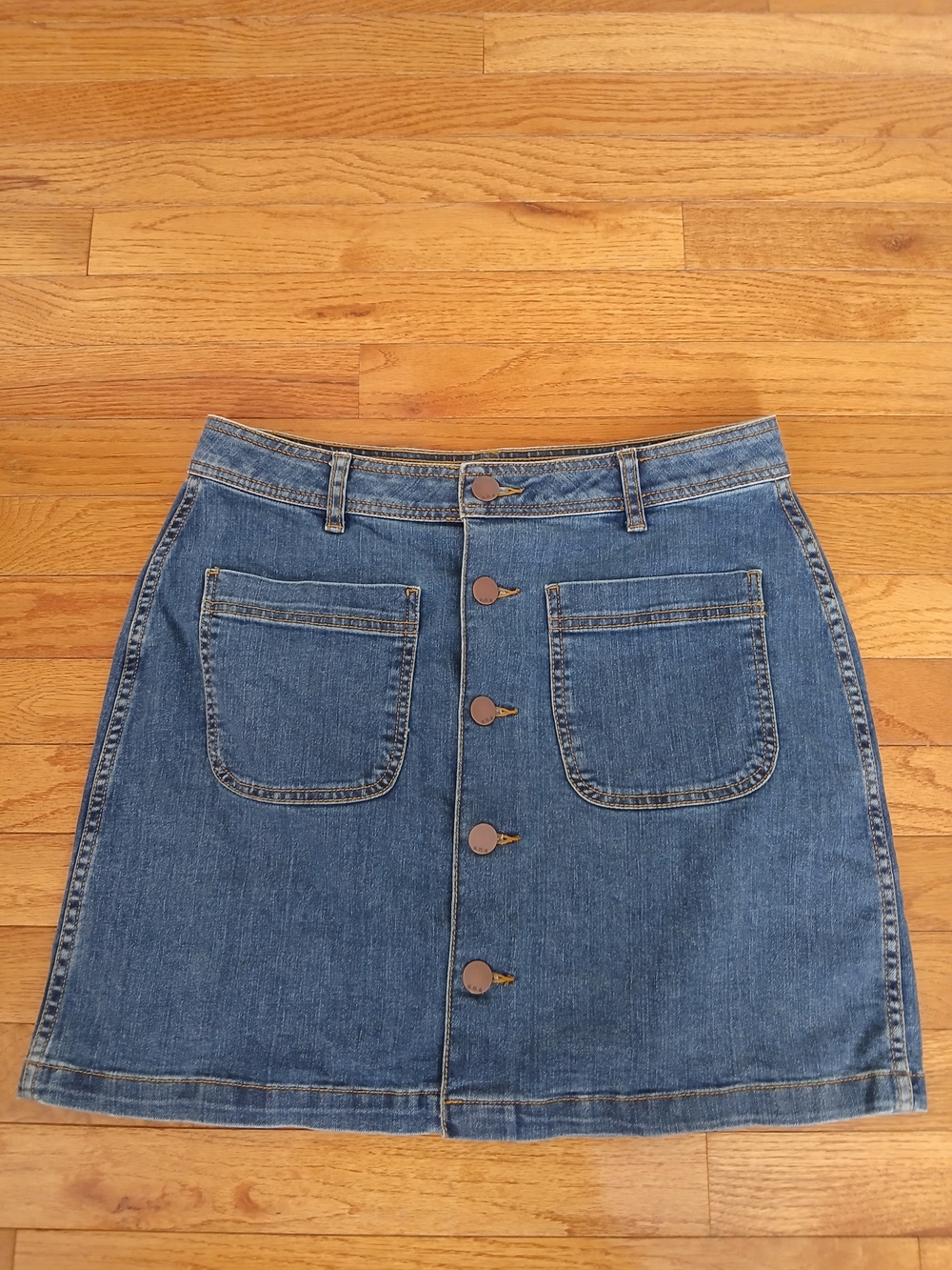 a.n.a Blue Denim Button-Front Mini Skirt